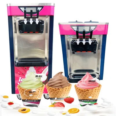 3 Flavors Soft Ice Cream Machine 2100W Business 20-28L/H Soft Ice Cream Maker