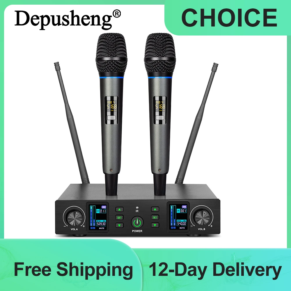 UHF Rechargeable Wireless Microphone System Depusheng WG1 Karaoke Mic Cordless for Karaoke Singing Speech Meeting Church,