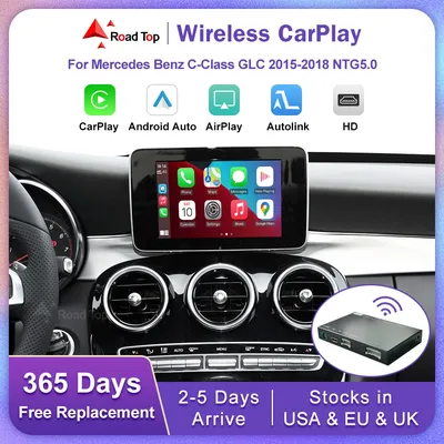 Road Top Wireless Carplay for Mercedes Benz C Class GLC W205 GLA CLA W447 NTG5.0 With Android Auto Airplay Mirroring Car Play