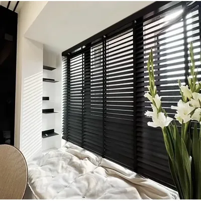 Electric Wooden Blinds Motorized Window Shutters Remote Control Easy Install Wooden Blinds for Home Office Decor with Tuya App