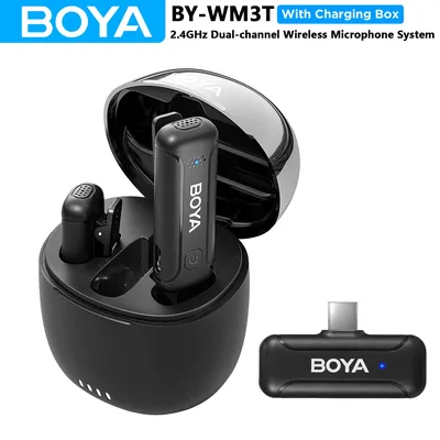 BOYA BY-WM3T Wireless Lavalier Lapel Microphone for iPhone Andriod Smartphone DSLR Cameras Live Streaming Youtube Recording Vlog