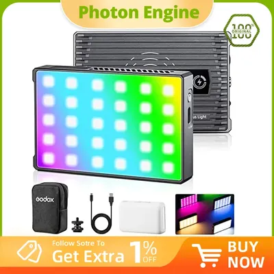 LED Camera Light 360° Full Color RGB Panel Video Light,2500K-8500K,CRI96 TLCT97 39 Fx Effects