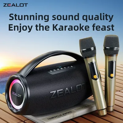 ZEALOT-S97M Karaoke Portable Bluetooth Speaker, Wireless Portable Speaker with 1-2 Microphone, Karaoke Machine for Home