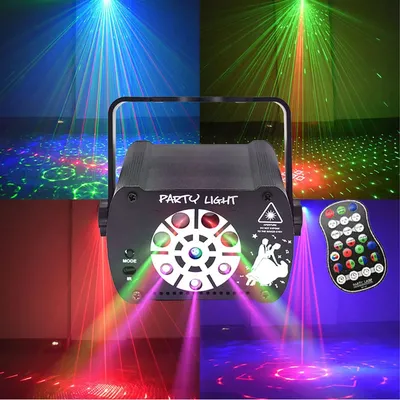 8 Holes 3in1 RGB UV Light DJ Disco Stage Light LED Laser Light RGB UV Party Light Sound Activated Remote Control Strobe Light