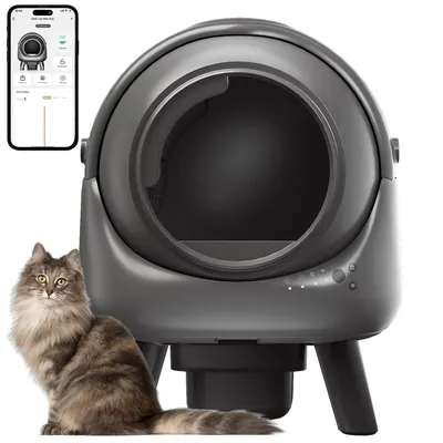 Self Cleaning Litter Box Automatic for Multiple Cats,Robot with APP Control,Dual Safety Protection Odor-Free Waste Disposal Grey