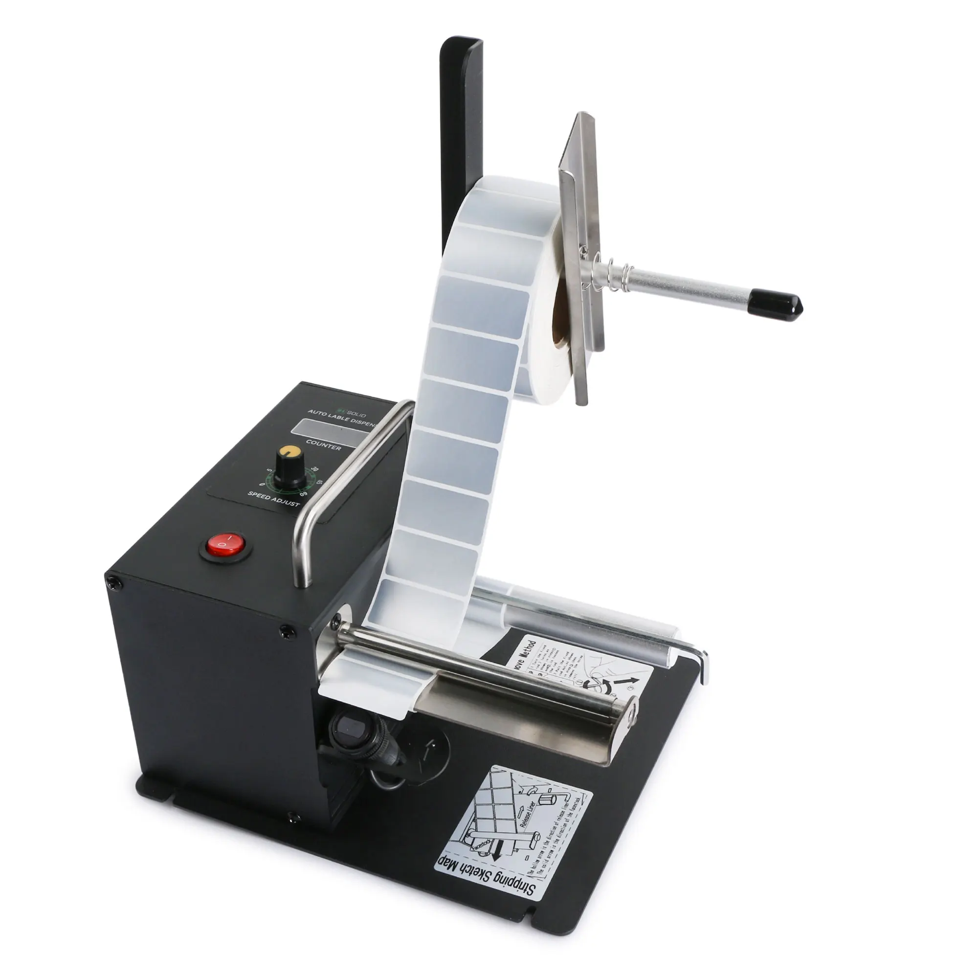 U.S. Solid Automatic Label Dispenser for Opaque Labels 10-115mm Width | LCD Counter & Speed Control