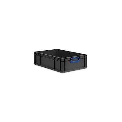 Proregal Eurobox NextGen Color, HxBxT 17x40x60cm, 34 Liter, Griffe blau zu, Schwarz, Eurobehälter, Transportbehälter Image