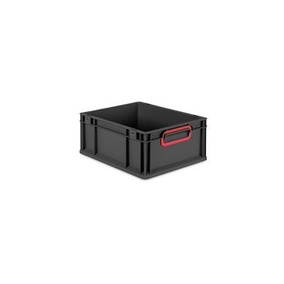 Proregal Eurobox NextGen Color, HxBxT 17x30x40cm, 16 Liter, Griffe rot zu, Schwarz, Eurobehälter, Transportbehälter Image