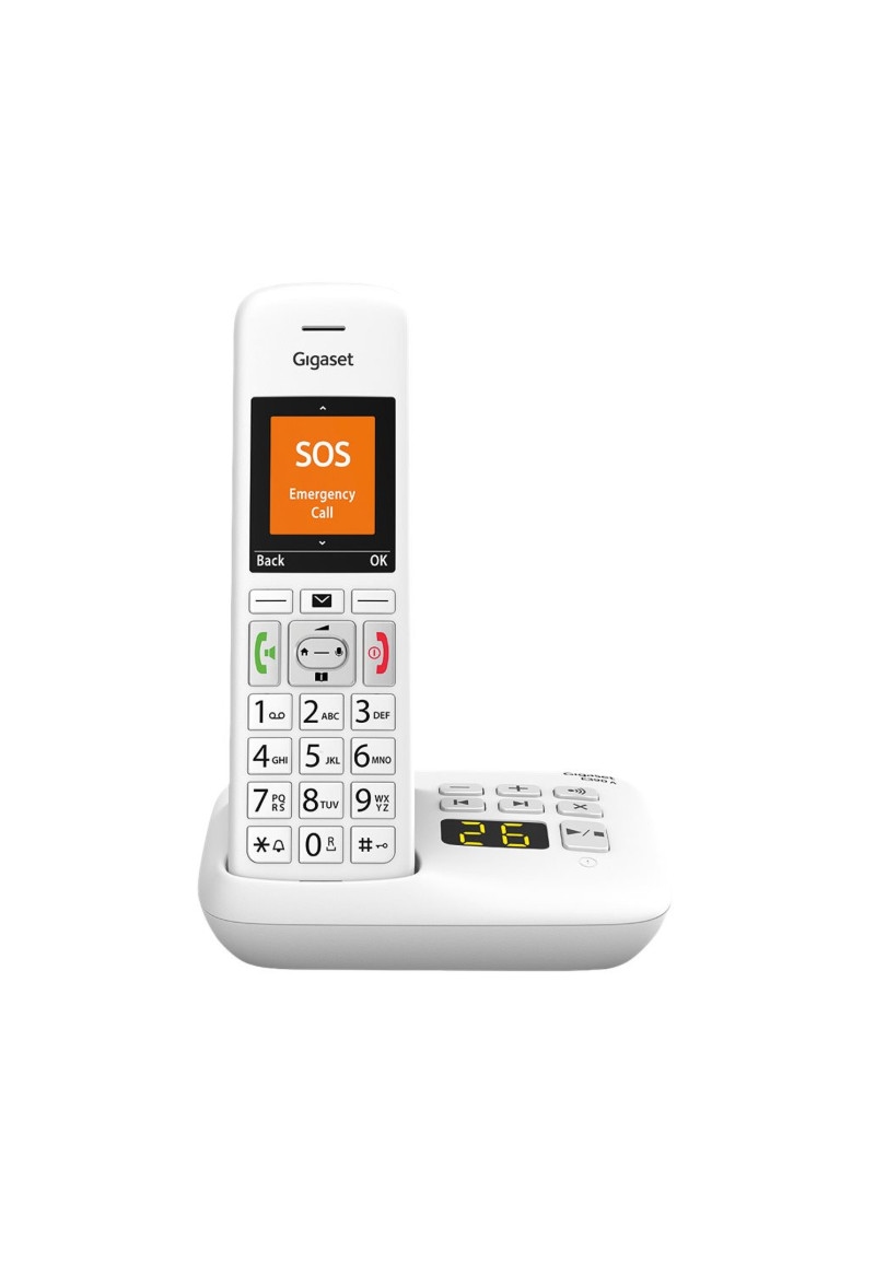 Gigaset E390A Weiß, Schnurrlostelefon, SOS-Notruffunktion, Anrufbeantworter