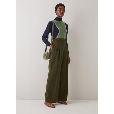Petra Dark Green Pleated Trousers, Dark Khaki