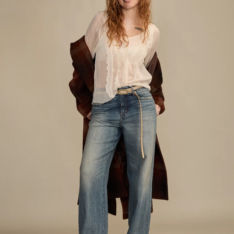 Lucky Brand Mid Rise Curvy Baggy - Women's Jeans Denim Pants in Blue Chic Wash, Size 26 x 33