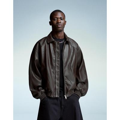 Bershka Leather Effect Jacket Men S Brown