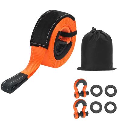 UIMOSO Heavy Duty Tow Strap Recovery Kit Tree Saver Winch Strap, Triple Reinforced Loop & Protective Sleeves & Storage Bag