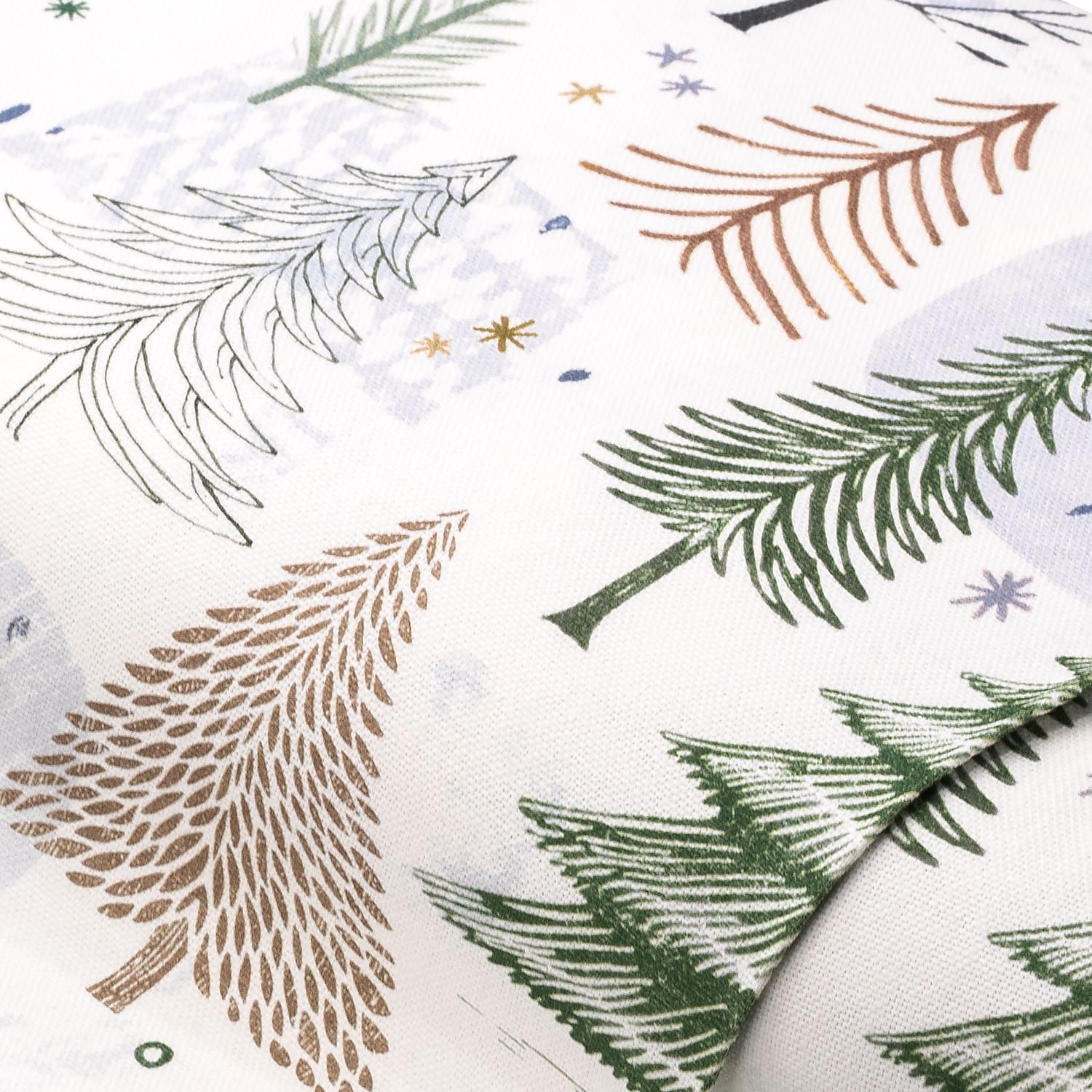 Tissu canvas de coton "sapins", blanc délavé/coloré, série Doreen