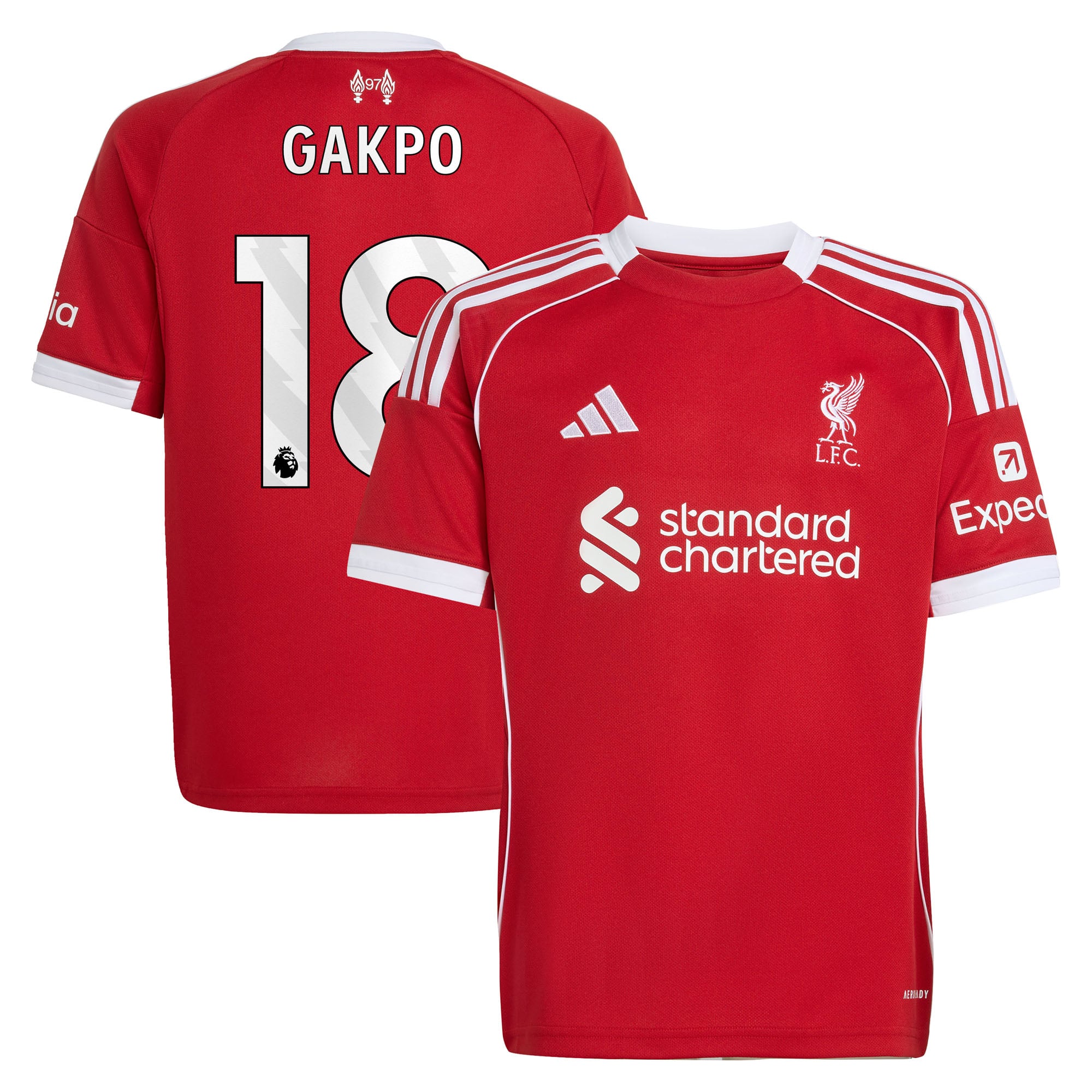 Maillot Liverpool adidas Domicile 25/26 - Enfant avec flocage Gakpo 18 - unisexe Taille: 13-14 Years
