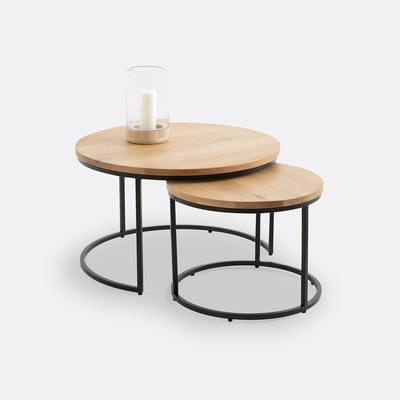 Set of 2 Hiba Oak Nesting Tables