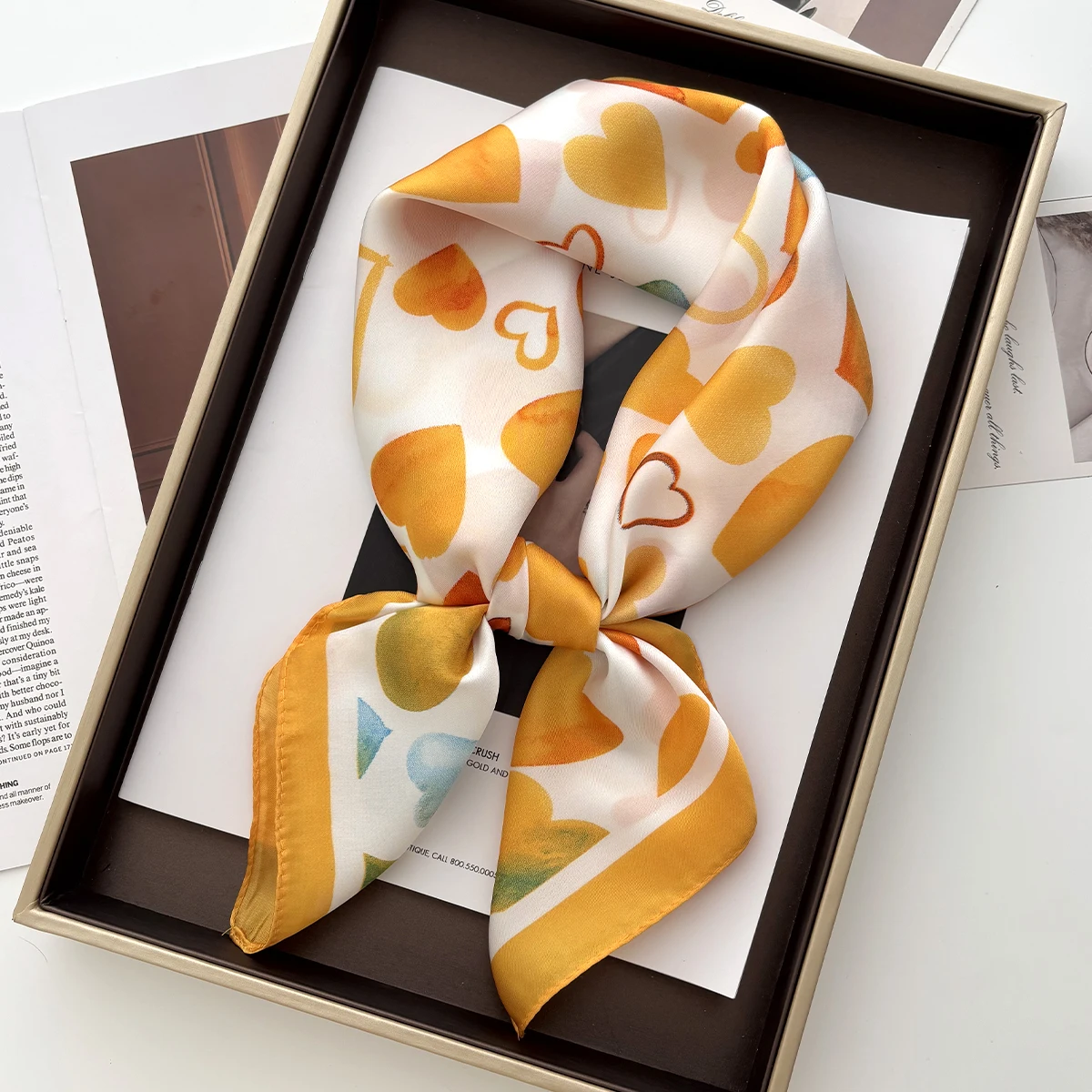 Luxus Weiche Satin Druck Quadrat Schal Frauen Halstuch Frühling Haar Band Foulard Bandana Echarpe Krawatte Schal Wraps Image