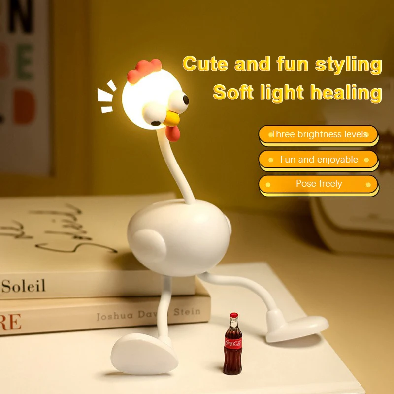 Huhn Nachtlicht Mini Anpassung Tischlampe Tragbare Leselampe Einfache Feste Octopus Tentakel Desktop Spaß Stücke Spielzeug Lampe