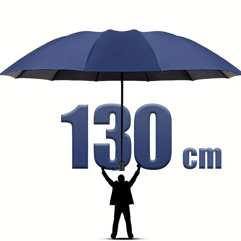 130 cm/51,18 Zoll manueller Mega-Regenschirm mit 10 Knochen: verstärkter Rahmen, extreme Wind- und Wasserbeständigkeit Image