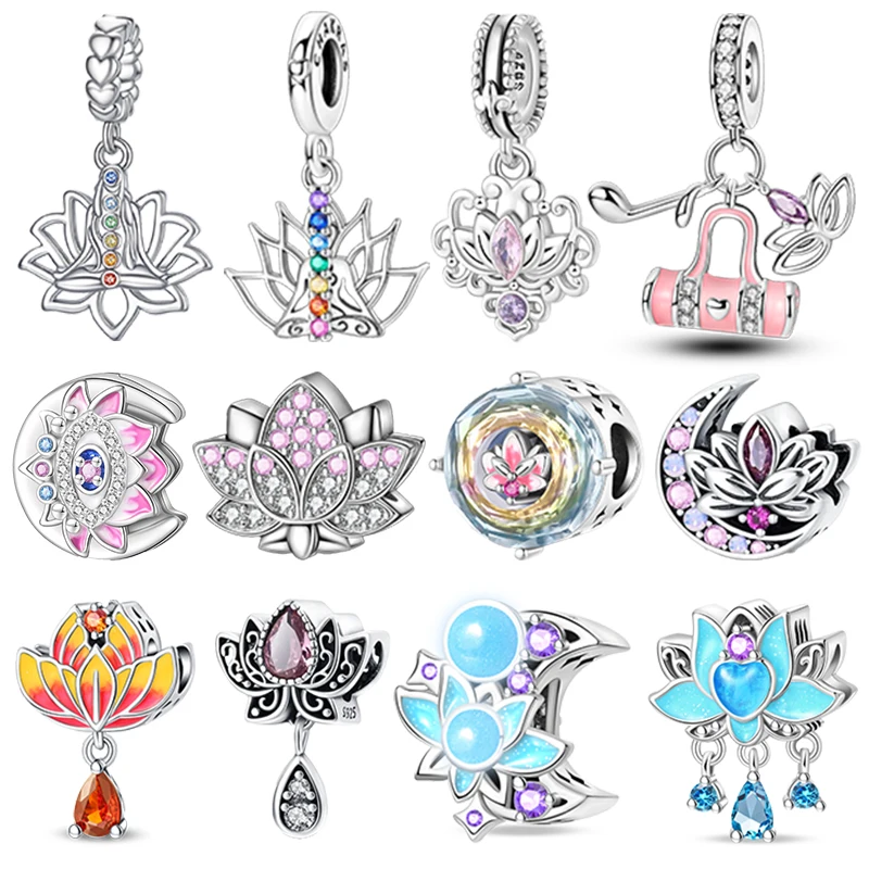 Pendentif 7 Chakra Padmasana en argent Sterling 925, breloques de guérison des Chakras de Yoga pour femmes, accessoires féminins, bijoux de fête