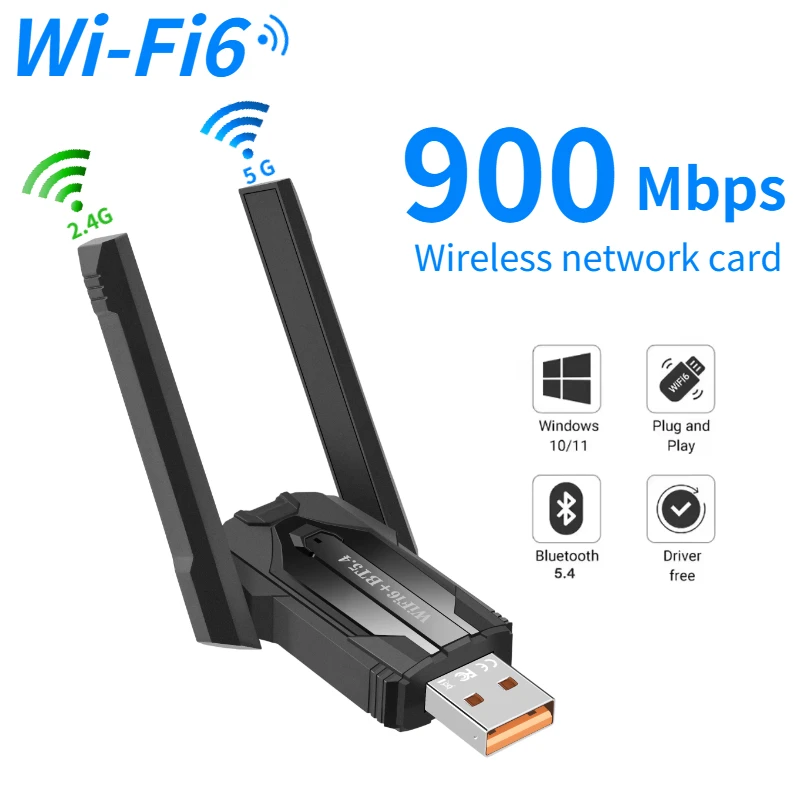AX900 WiFi 6 USB-Adapter Bluetooth 5.4 Dual Band 2,4 G 5 G Antennen WiFi 6 USB Netzwerkempfänger Dongle Treiber Free Win 10/11 für PC Image