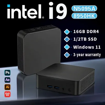 Mini-PC Windows 11 Pro Intel Core i9 8950HK 16 GB DDR4 1 TB SSD PC-Gamer-Computer Dual WIFI 6 BT5.2 4K HD Mini-Gaming-PC
