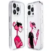 Rosa süße P-Panther Handyhülle für iPhone 16 15 11 13 14 Pro Max 7 8 Plus X Xr Xs Max Se2020 12mini transparente Abdeckung