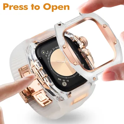 Soul Cool For Apple Watch S10 46mm Grilamid Tr90 Case, Press to Open, Luxury Modification Kit, Fashion Protection iWatch Strap