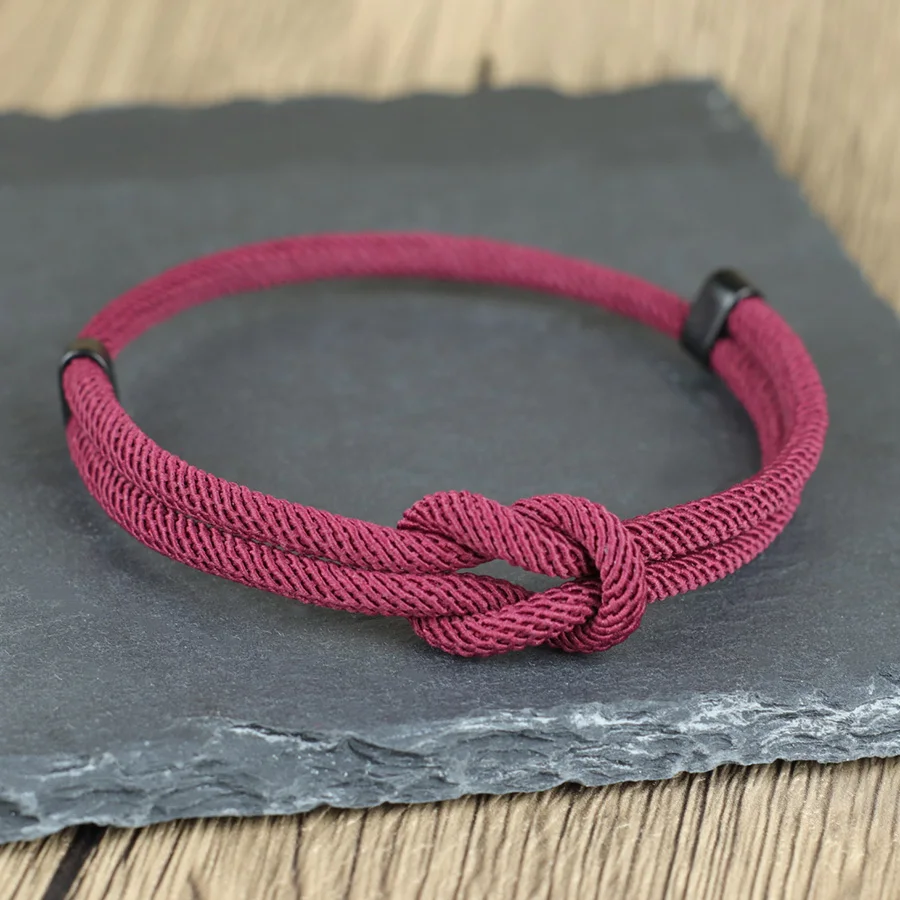 Knoten-Seil-Armband für Männer, verstellbare Kordel, einfaches handgefertigtes geflochtenes Gewindearmband, minimalistischer Homme Outdoor-Schmuck, Joias Image