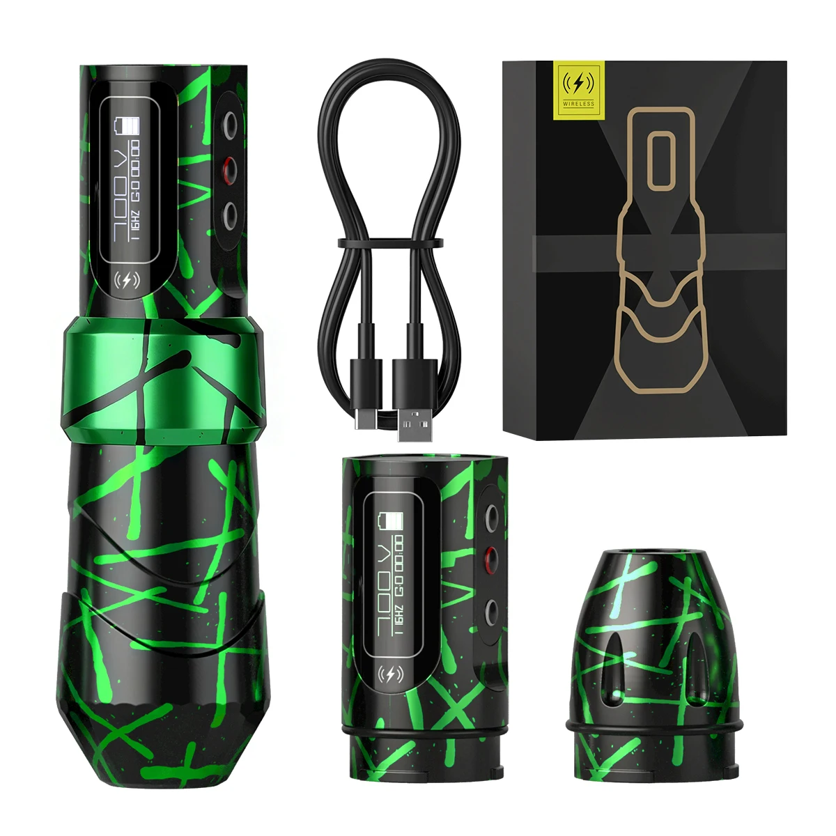 Flux MAX Drahtlose Tattoo-Maschine, 4,0 mm Hub, kernloser bürstenloser Motor, 2400 mAh Akku mit großer Kapazität, 2 Akkus, Permanent-Make-up Image