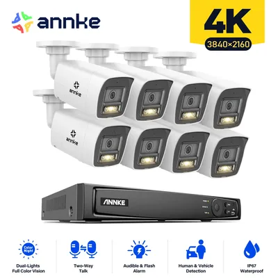 ANNKE 8PCS Cam 8CH 8MP POE Sicherheit Kamera System Zwei-wege Audio 4K NVR Kit CCTV Outdoor IP Kamera H.265 + Video Überwachung Set