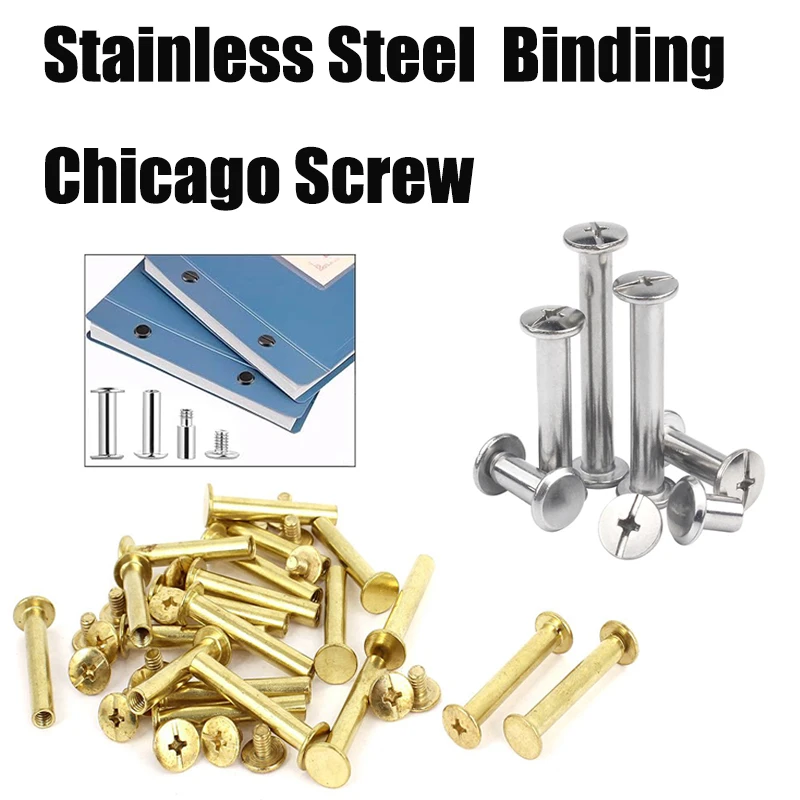 5/10/25 Stück Metall Chicago Schraube Durchmesser 5 mm Länge 5 mm bis 100 mm Nägel Nieten Schnappnieten für Fotoalbum Butt Account Buchschraube Image