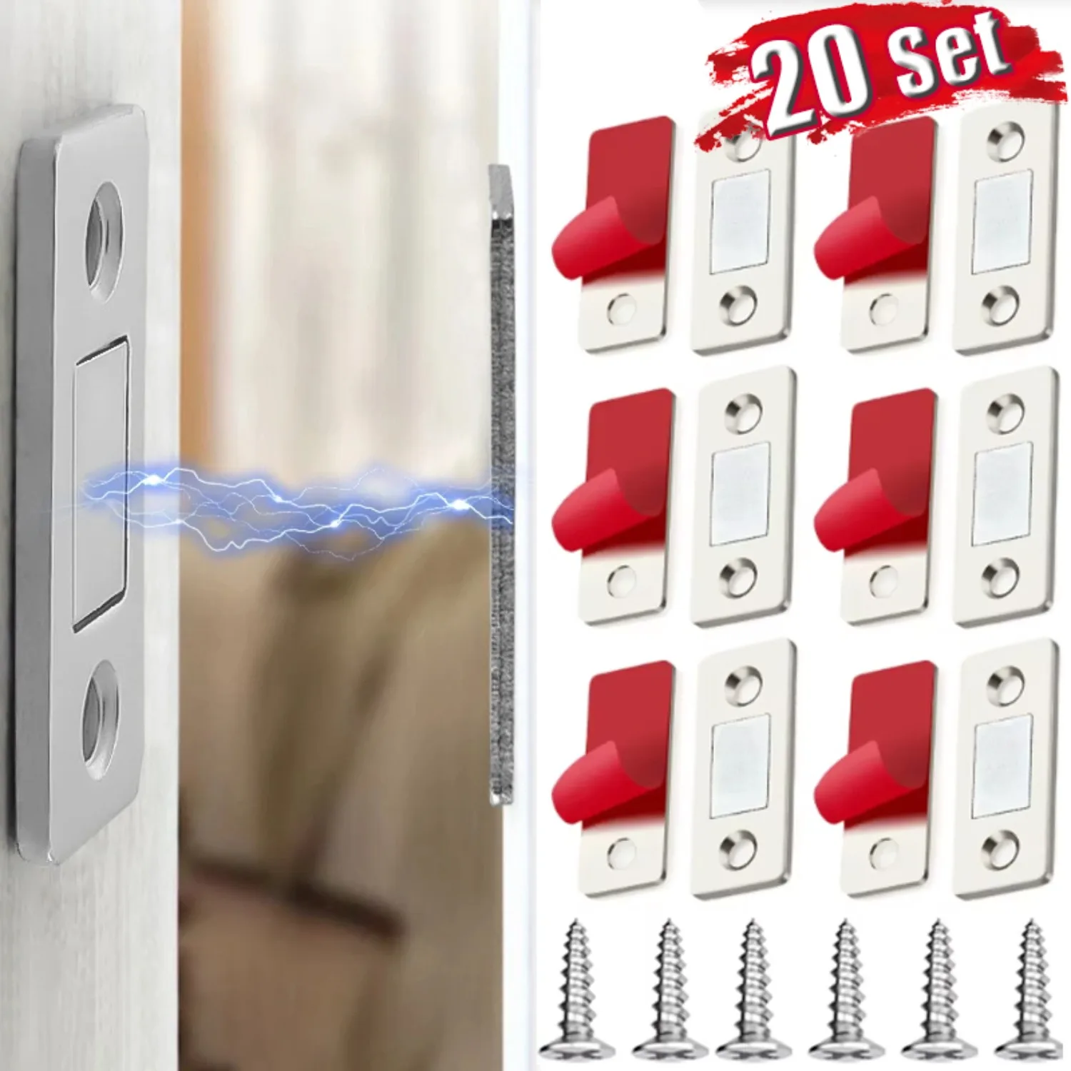 1-20Set Schrank Magnetverschluss Ultradünne Türmagnete Stopper Unsichtbares selbstklebendes Schubladenmagnetschloss für Küchenschrank Näher