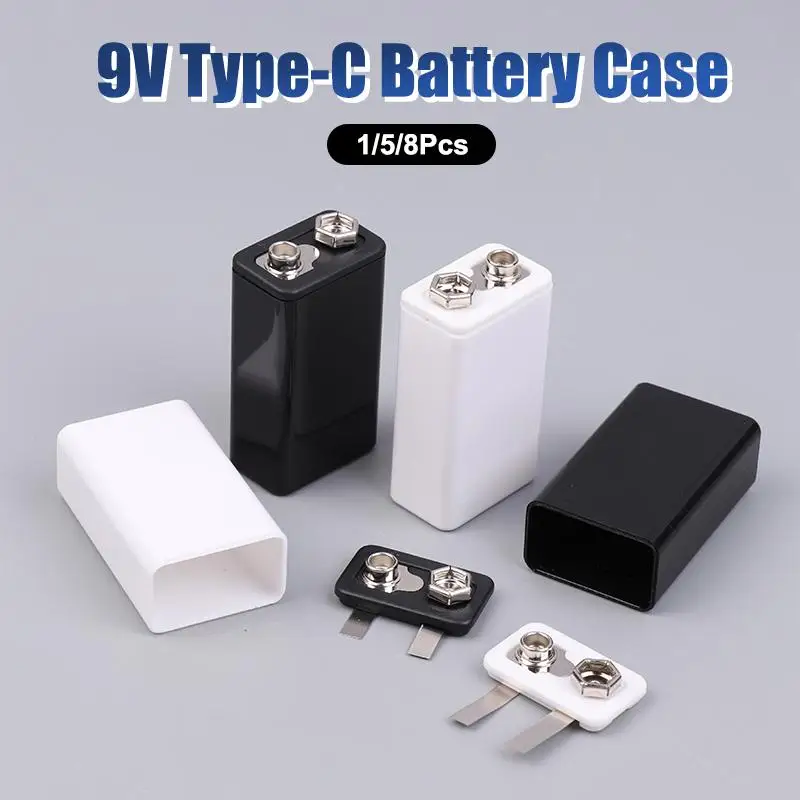 1/5/8Pcs 9V Typ-C Batterie Fall 6F22 Lithium-Batterie Lagerung Box Platz Batterie Halter tragbare Batterie Clip Container Image