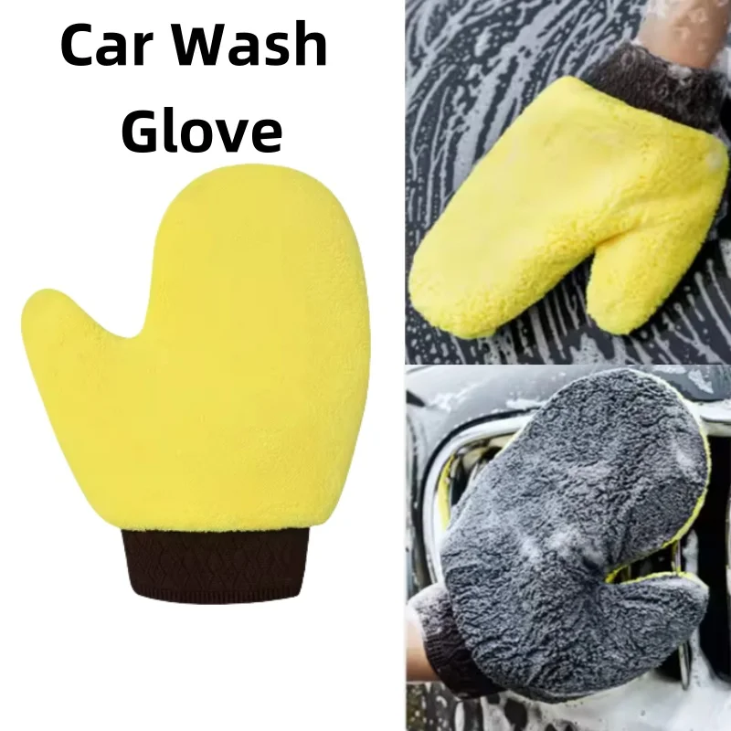 Auto Waschen Handschuh doppelseitige Fleece Auto Reinigung Handschuhe Mikrofaser Mitt für Auto Fenster Tür Glas Haushalts Reinigung Werkzeug Image