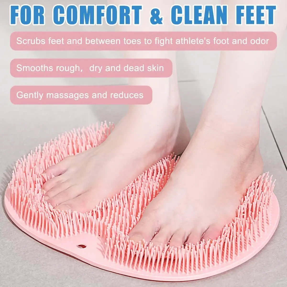Fußwaschbürste zum Reiben der Rückseite mit Saugnapfbürste, Badezimmer-Werkzeug, Fußmassagepad, Duschmassagematte, Peeling-Badekissen, Badeschwamm Image