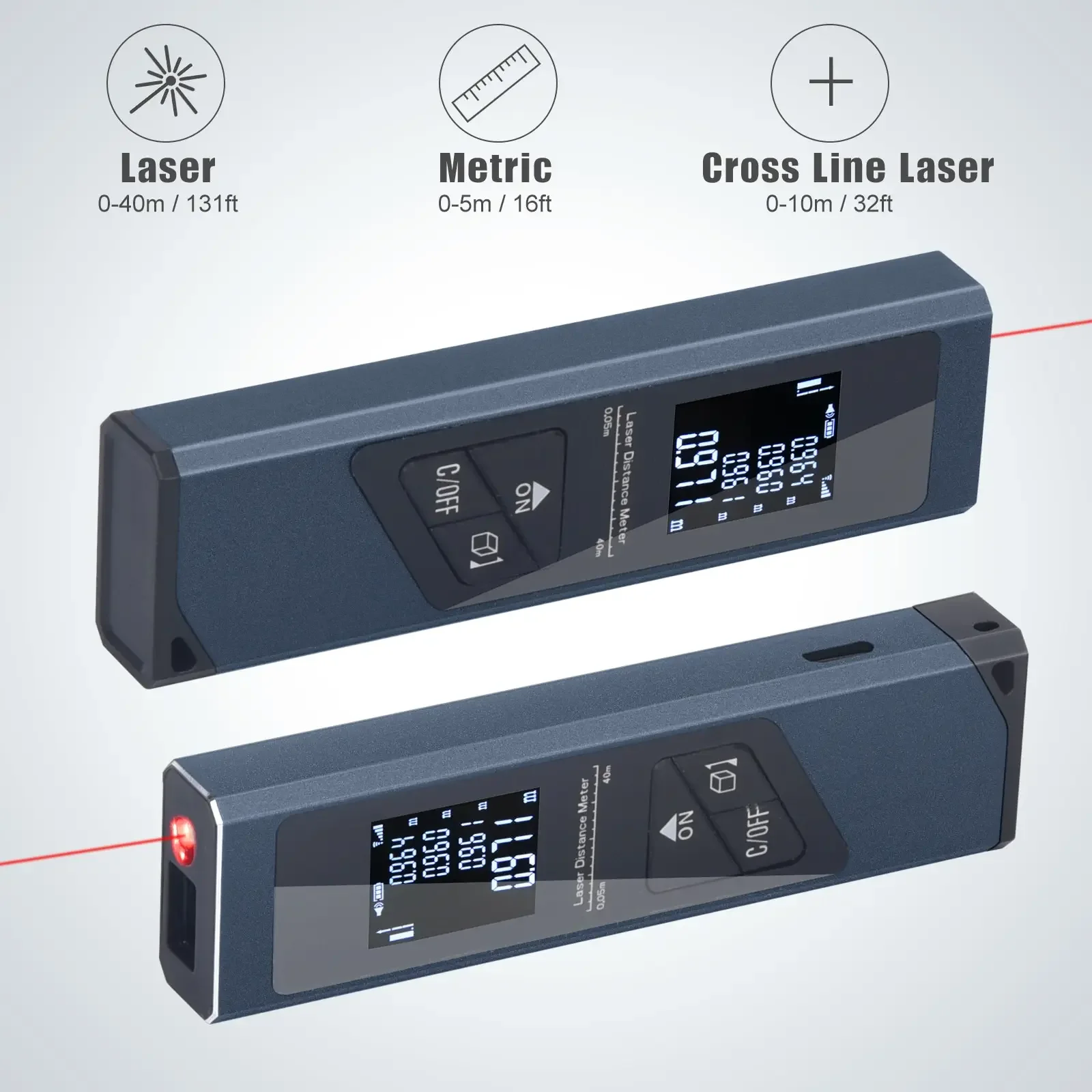 Mini Laser Entfernungsmesser Digitales Maßband Laser Lineal USB Ladung Aluminium Legierung Rumpf Tragbare Digitale Laser Entfernung Meter Image