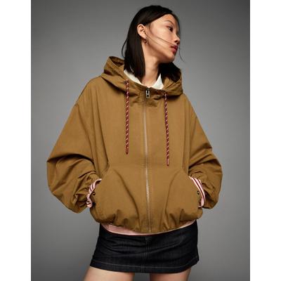 Bershka Hooded Jacket Women L Camel