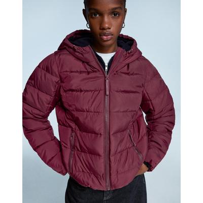 Bershka Light Puffer Jacket Women S Burgundy