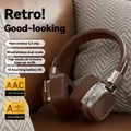 Cuffie over-ear classiche retrò Bluetooth 5.3 Cuffie wireless con scheda stereo/TF per DJ Cuffie sportive pieghevoli per musica rock con microfono