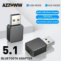 Adattatore Bluetooth USB 5.1 Ricevitore Bluetooth wireless Trasmettitore AUX Jack da 3,5 mm Adattatore vivavoce per microfono audio per altoparlante per auto PC