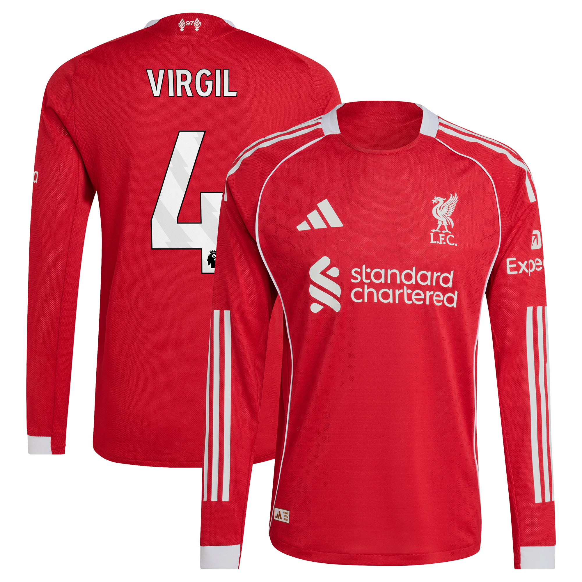 Liverpool adidas Authentisch Heimtrikot 2025-26 - Langarm mit Aufdruck Virgil 4 Image