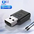 Ricevitore trasmettitore wireless USB Bluetooth 5.0 2 in 1 Mini adattatore musicale stereo AUX da 3,5 mm per autoradio TV Auricolari Bluetooth