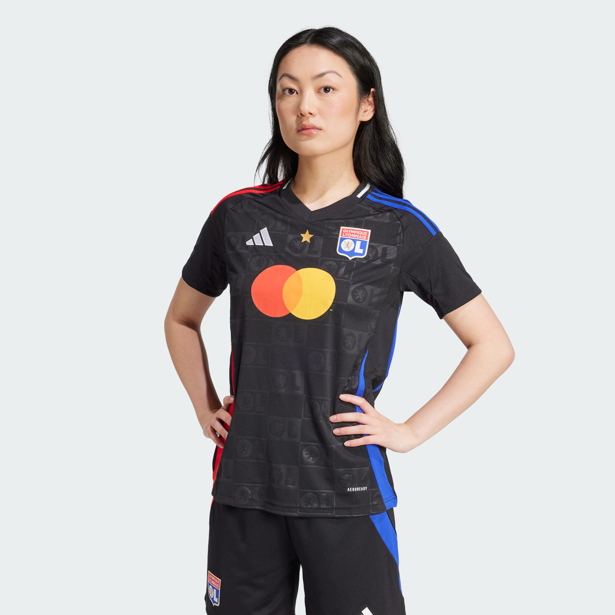 adidas Performance Womens Olympique Lyonnais 24/25 Away Jersey - Black Recycled Material - Size Medium