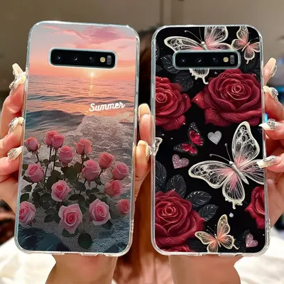 For Samsung Galaxy S10+ S10 S10e Elegant Floral Butterfly Phone Case For Samsung S10e S10 Plus S 10 4G Soft Silicone TPU Cases