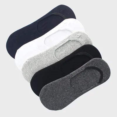 1/5 Pairs Men's Invisible Socks Slippers Cotton Silicone Non-slip Summer No-show Ankle Socks Casual Breathable Thin Boat Sock