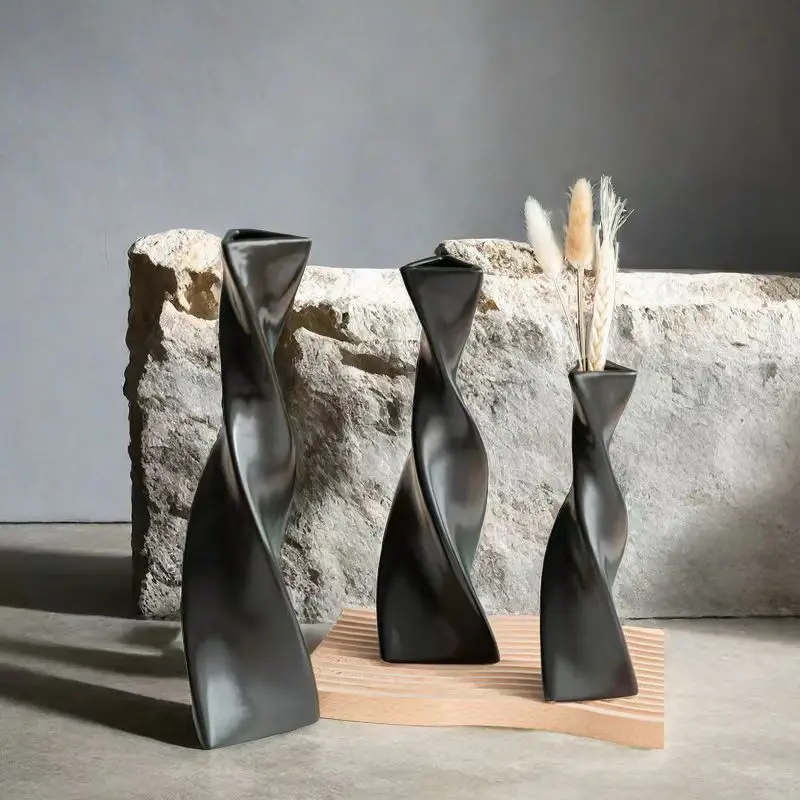 3 teile/satz Stil Ins Kunst Keramik Vase Kreative Einfache Alien Ornament Blume Anordnung Getrocknete Blumen Wohnzimmer Dekoration Image