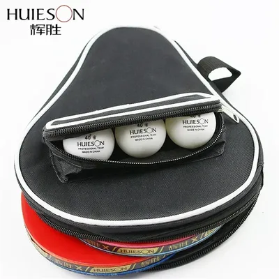 Huieson Tischtennisschlägertasche in Doppelgröße, kürbisförmig, aus Oxford-Stoff mit Außentasche mit Reißverschluss für 2 Ping-Pong-Schläger und 3 Bälle Image