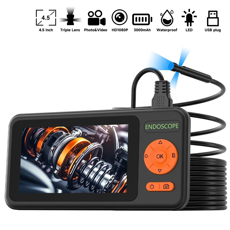 Industrie Endoskop HD1920 5MP Autofokus Kamera 4,5'' Bildschirm HD1080P Single Dual Triple USB Auto Inspektion Endoskop Nehmen Foto Image