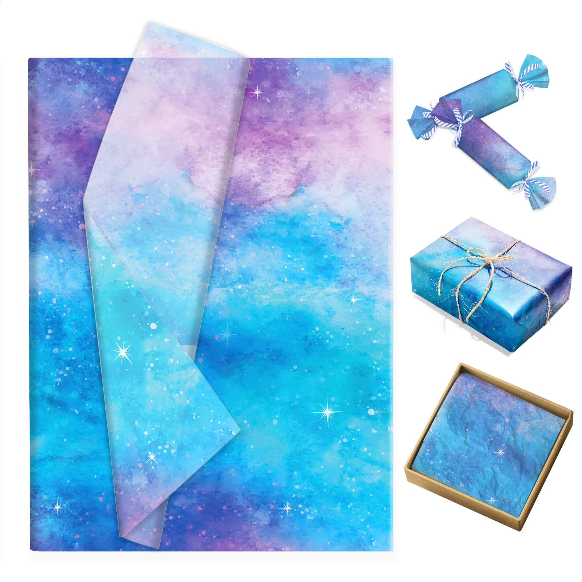 20/50/100 Stück blau-lila Farbverlauf ‌ Seidenpapier, Schneebirne, Papier, Geschenkpapier, Geburtstag, Hochzeit, Party, Dekoration, Geschenkverpackung Image